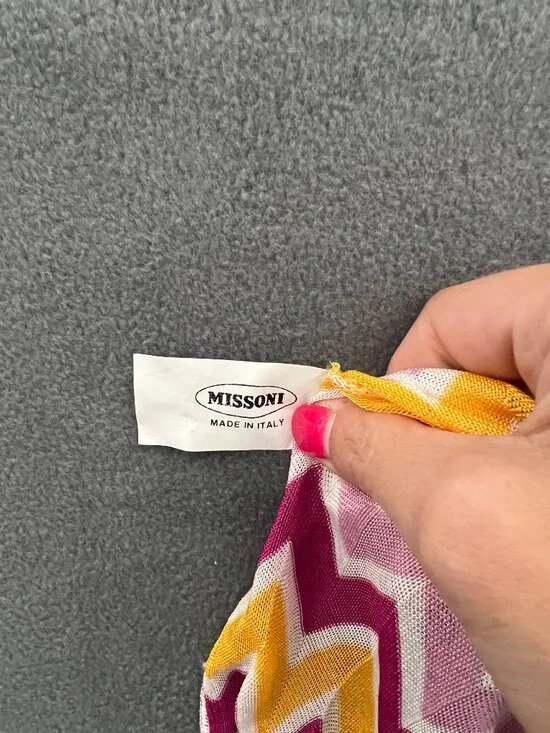 Misson Sport Signature Zig Zag Chevron Beach Maxi Dress Pink Yellow Purple 44 - Picture 7 of 11